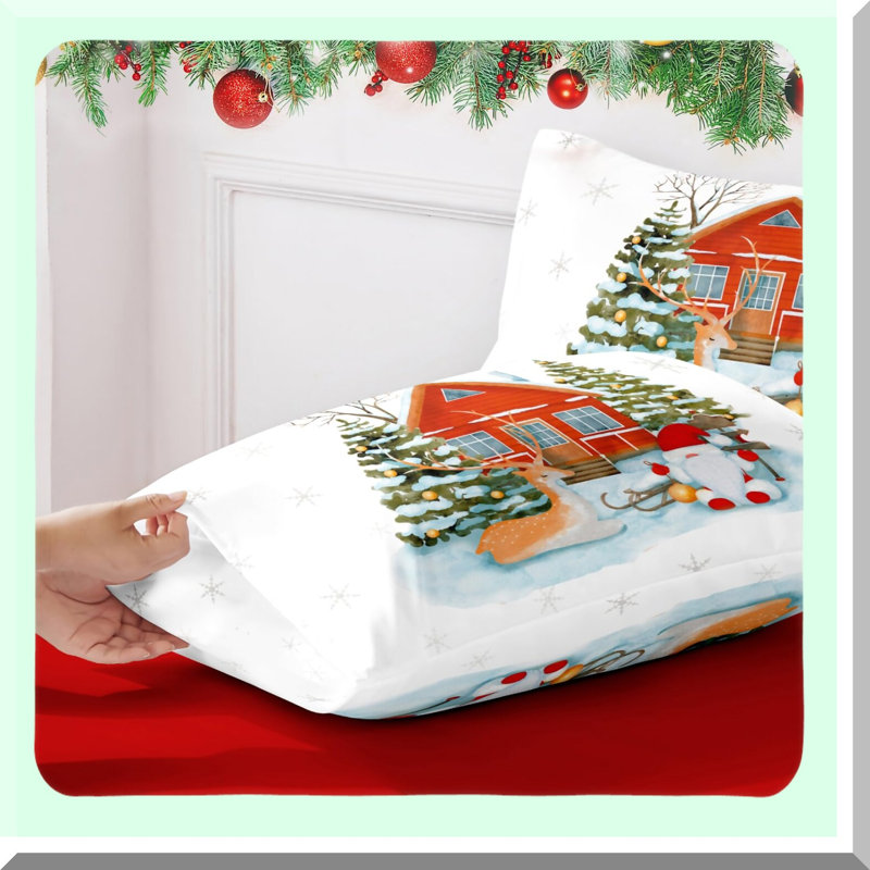 Microfiber Pillowcase Set - Rust Burnt Soft Washed Pillow Shams - Envelop Closure Pillow Covers (Set of 2), White