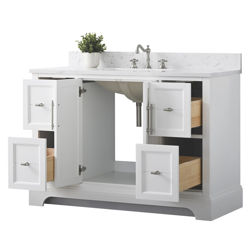  48" Freestanding Single Sink Bathroom Vanity with Top, White