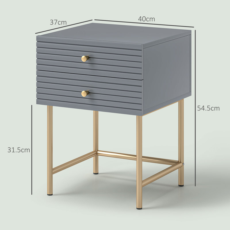 Becraft 40cm W Manufactured Wood Bedside Table, Grey