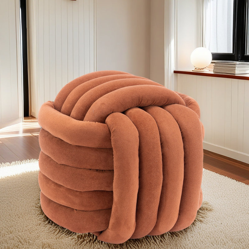 Repose-pieds en tissu chenille, tabouret de maquillage, repose-pieds, siège confortable et élégant, Orange