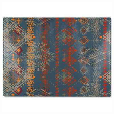 Ethnic Boho Distressed Pattern Glass Chopping Board