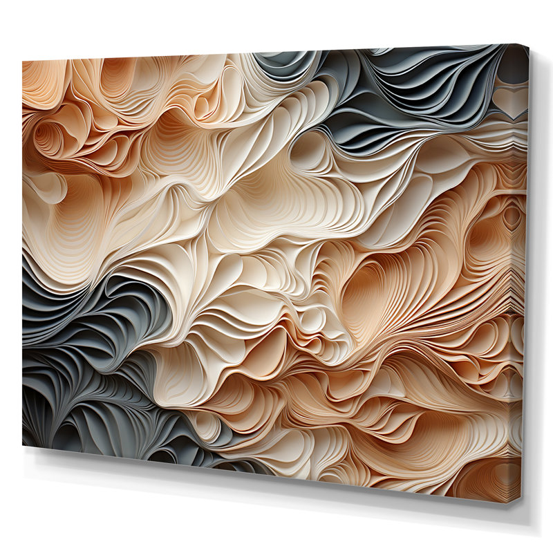 «Beige and Orange Custards Collage I», art mural abstrait, L 20 po x H 12 po, Toile tendue