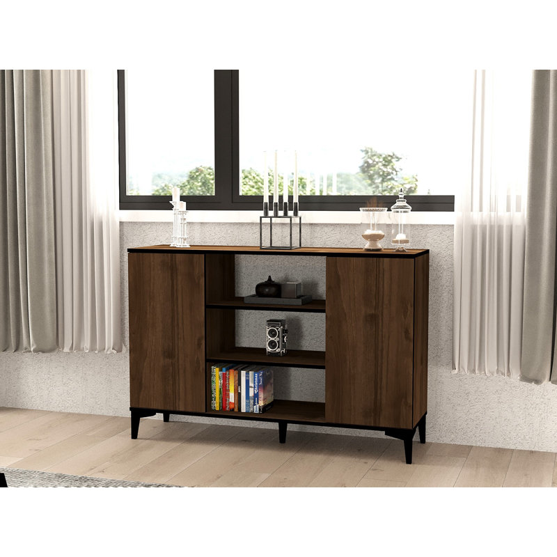 Puqa Design 90cm Sideboard, Walnut/Black