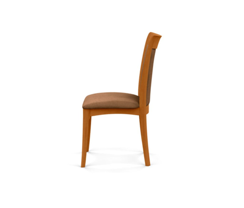 Morgan Leather Dining Chair, Natural Cherry, White
