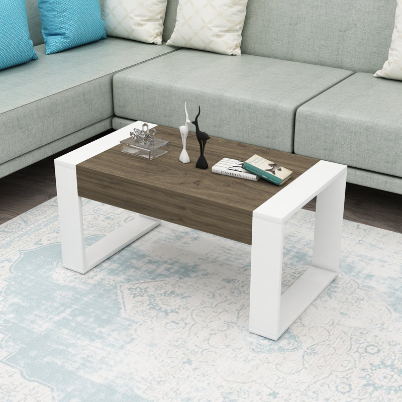 Verda Four Leg Coffee Table, Walnut, White