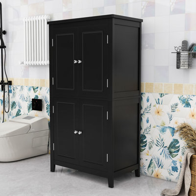 Armoire de rangement élégante pour salle de bain avec 4 portes et tablettes réglables