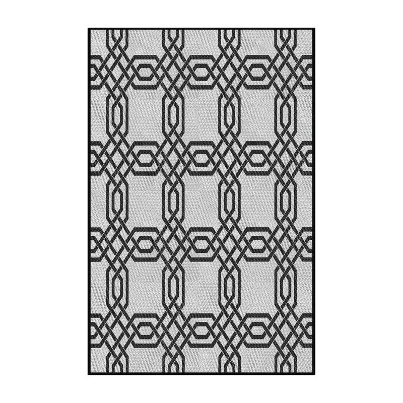 Tapis gris/crème tissé à la machine, Rectangle 7 pi x 10 pi