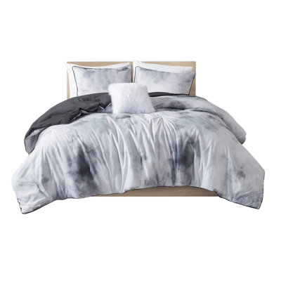 Cassiopeia Watercolor Tie Dye Printed Comforter Set with Throw Pillow