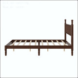 Full Size Retro Platform Bed with Gourd Shaped Headboard and Wooden Slats