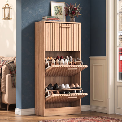 Tall Slim Shoe Storage Cabinet 24 Pair Shoe Storage Cabinet