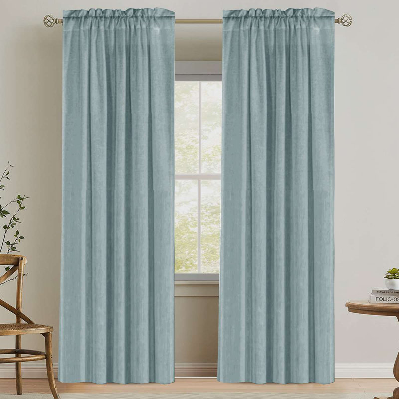 Linen Rod Pocket Curtains for Living Room 2 Panel Pocket Drape Semi Sheer Neutral Country Rustic Farmhouse Boho Curtain Bedroom Light Filtering