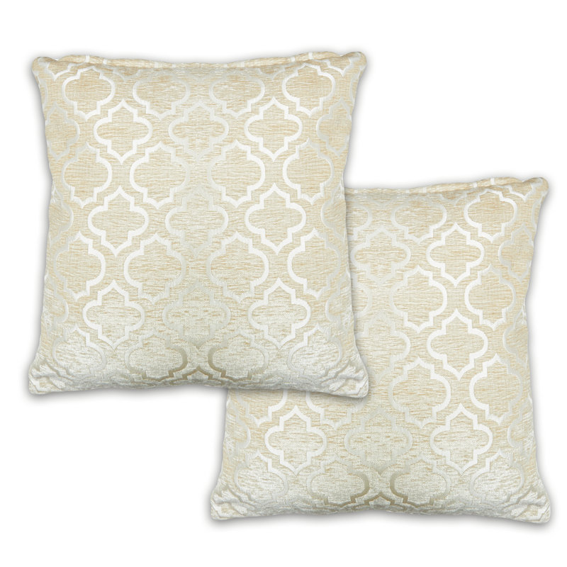 Yuliana Geometric Square Throw Pillow Cover, Cream