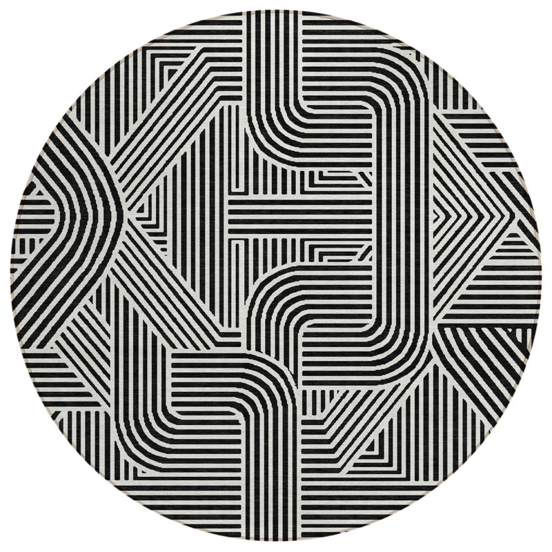 Tapis rond noir 8 po