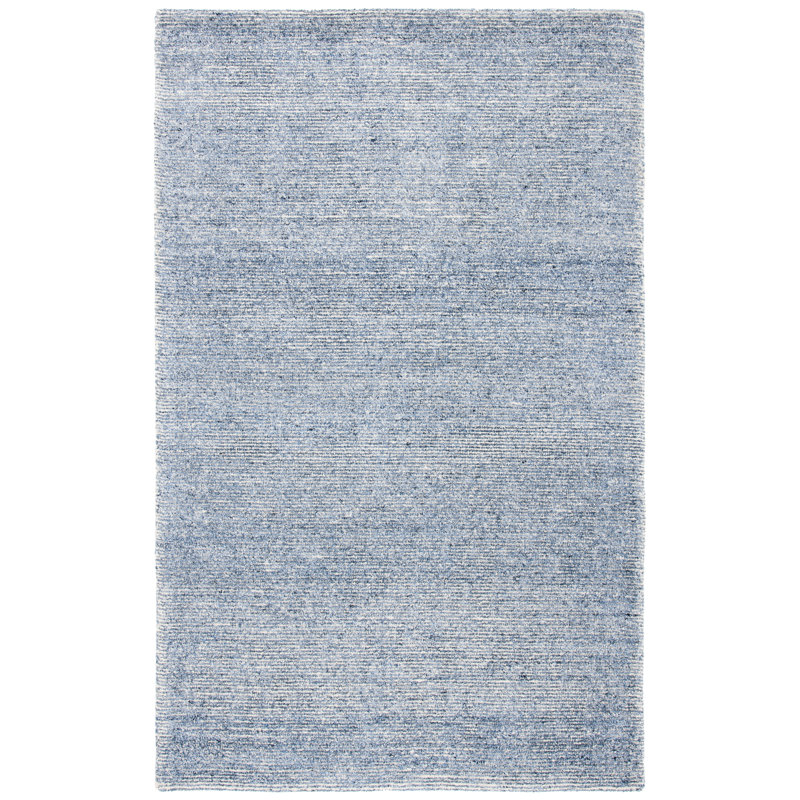 Haddan Hand Tufted Viscose/Wool Rug in Blue, Rectangle 5' x 8'