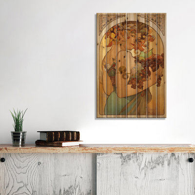 «Fruit» par Alphonse Mucha, impression sur bois sans cadre