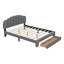 Grand lit plateforme tapissier avec table de chevet en molleton Abinayan Teddy-816606647