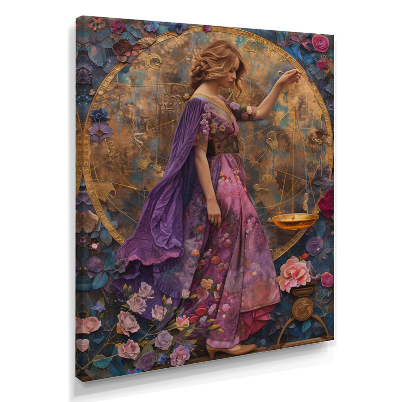 «Mauve Astrology Cosmic Compromise Libra», impression d'art mural, Toile tendue, H 20 po x l 12 po x P 1 po