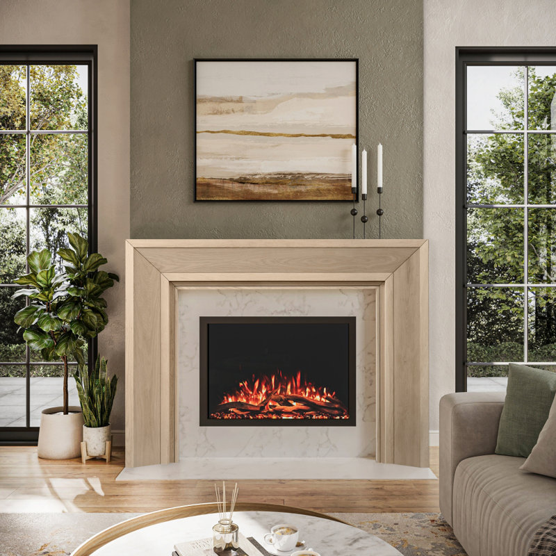 Encadrement de cheminée en bois Modern Ember Everly 72 po x 54 po - ouverture intérieure 48 po x 42 po, Sans finition, 72"