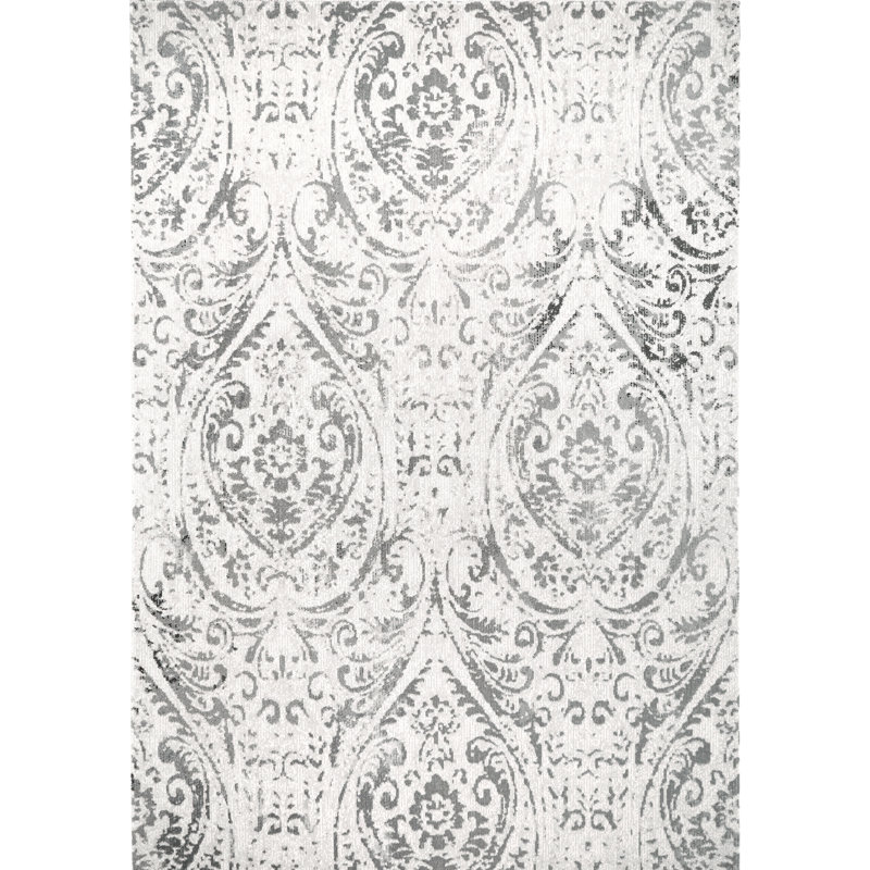 Nicole Miller New York Patio Sofia Juniper Transitional Paisley Indoor/Outdoor Area Rug, Ivory/Gray, Rectangle 7'9" x 10'2"
