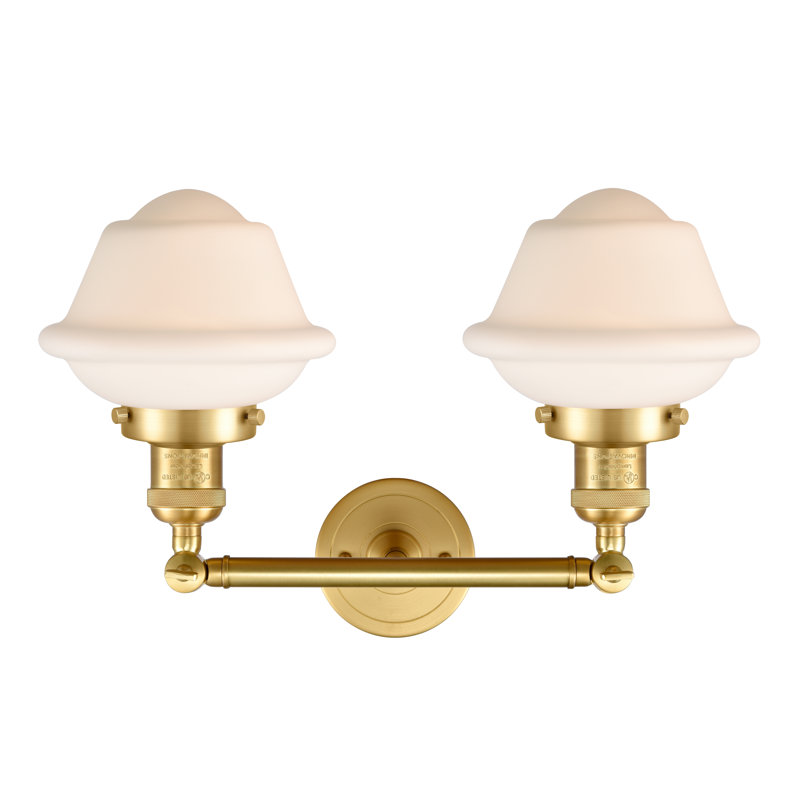 Gebhart 2 - Light Dimmable Vanity Light, Matte White Cased, 6 Watt Vinage LED Bulb, Satin Gold