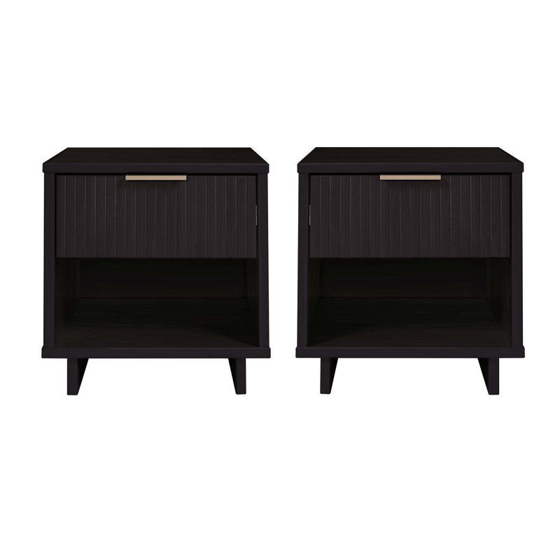 Laureli 18.11'' W Solid Wood Nightstand, Black, Set of 2