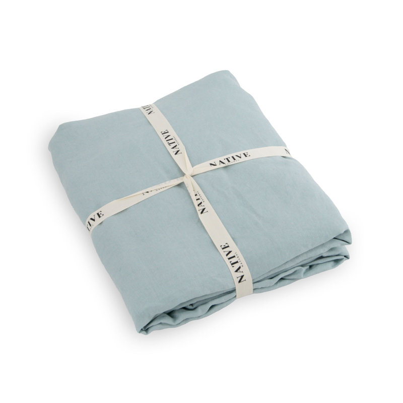 100% Linen Machine Woven Duvet Cover, Blue, Single (3')