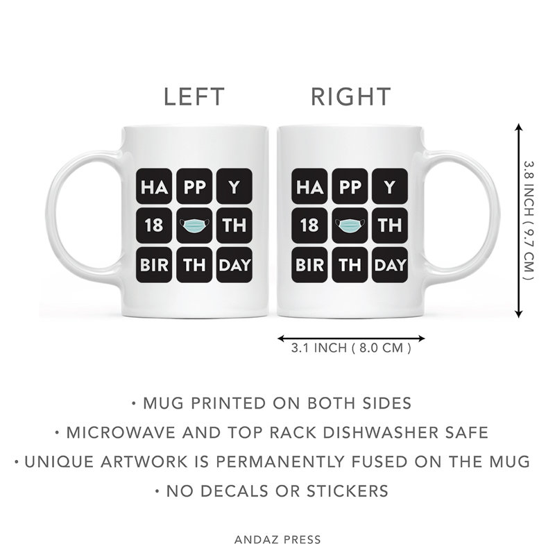 Ceramic Coffee Mug, Happy 18th Birthday