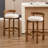 Mid-Century Beige Linen Bar Stools Set of 4 - Counter Height Stools 25.5 Seat Height With Low Back & Soild Wood Frame, Upholstered Cushion Kitchen Bar Stools for Counter-1030619024-1029116424-1030619022
