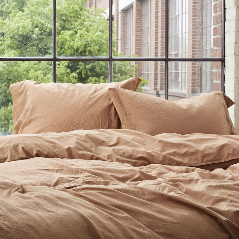 Crinkled Pillowcase, Standard/Queen Pillowcase, Ginger