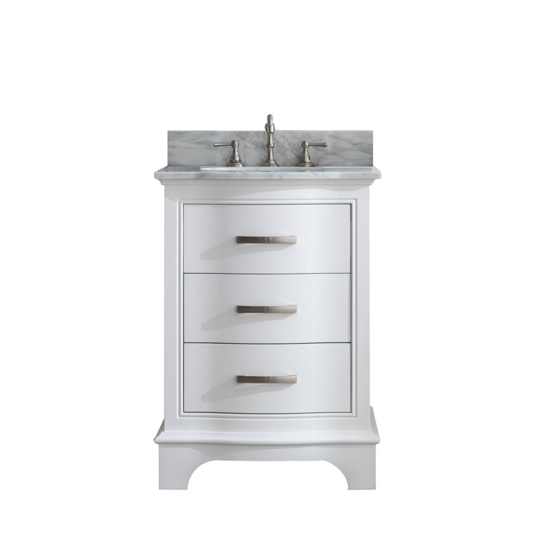 Ensemble de meuble-lavabo simple 24 po Goleta, Blanc / nickel brossé