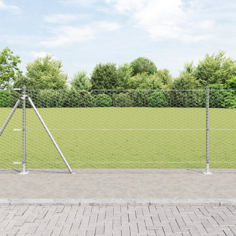 Hexagon Fence Galvanised Steel, Silver, 80cm H x 2500cm W