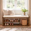 Upholstered Bench with Shelves-843433908