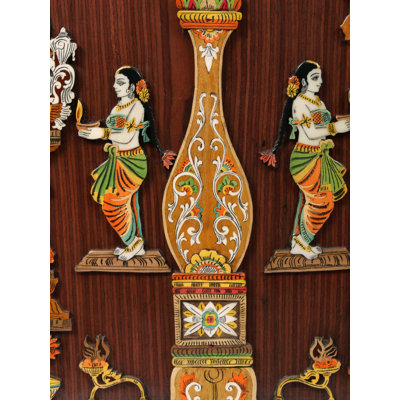 Grand Lord Balaji & Padmavati 3D Wood Inlay Wall Art, 48-Inch for Spiritual Home Decor