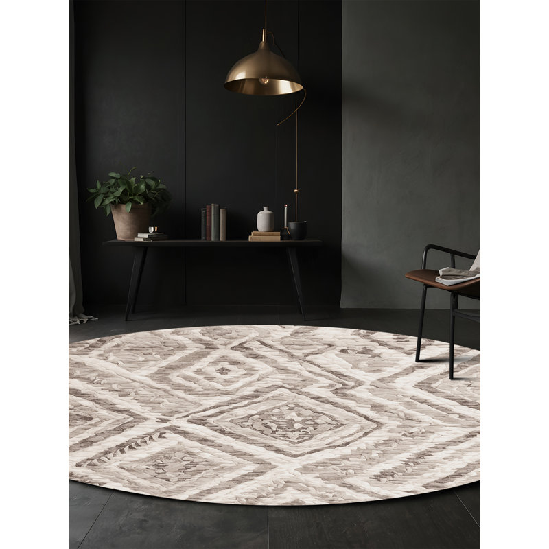 Machine Washable Beige Area Rug, Round 7'