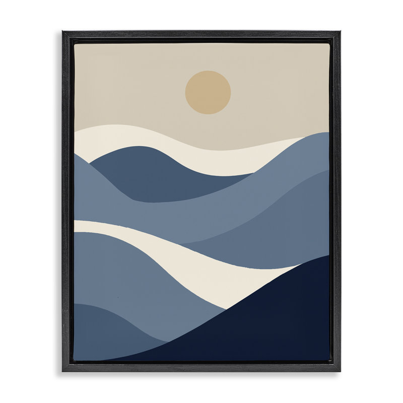 «Moon over Blue Hills», art mural encadré par Daphne Polselli, H 21 po x l 17 po, Cadre flottant noir de jais