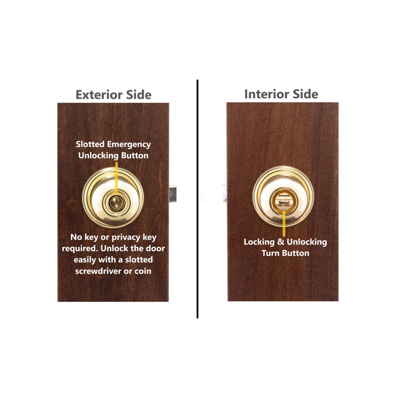 Ball 2.8'' Diameter Privacy (Bed & Bath), Polished Brass