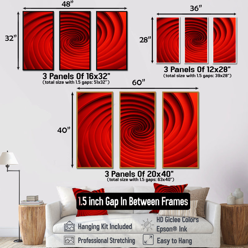Bernardsville - Abstract Spirals Wall Art Print Set, Gold Floater Framed, 40" H x 60" W x 1" D