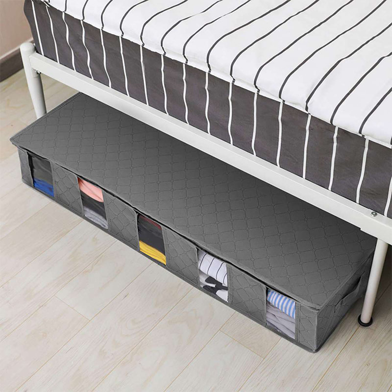 Sac de rangement en tissu sous le lit, gris
