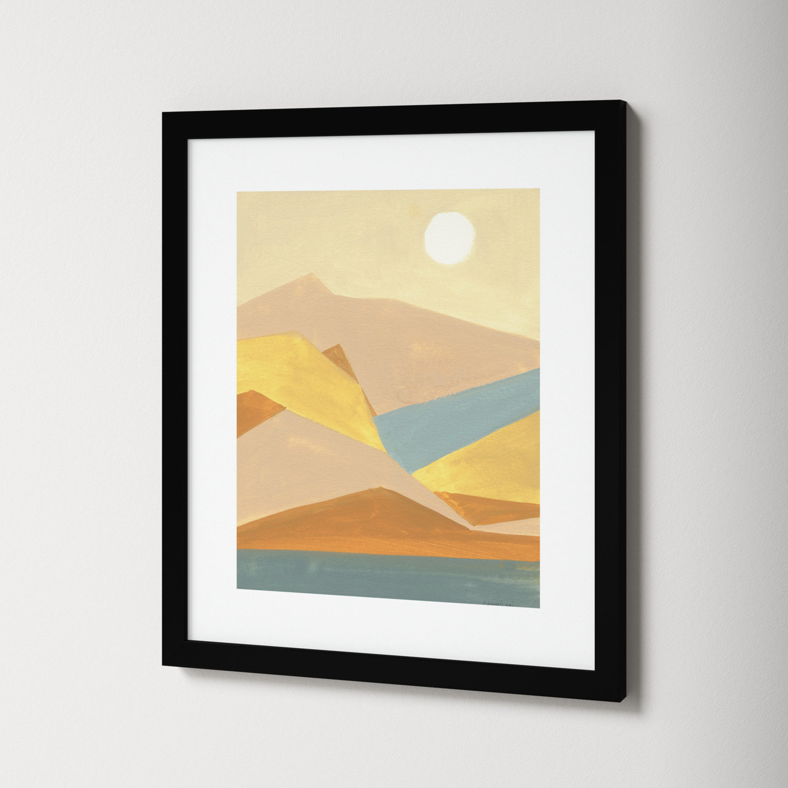 Retro Abstract I Southwest Mountains Print, Black Framed Paper, 19.38" H x 16.38" W x 0.88" D