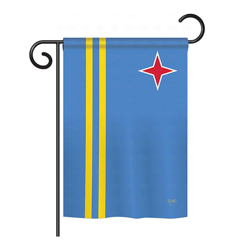 Drapeau maison en polyester 2 côtés aruba, H 40 po x l 28 po