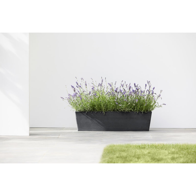 Pot Planter, 6.7" H x 21.6" W x 6.7" D, Dark Gray