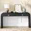 Console de 60 po en placage de ronce pour l'entrée, table de canapé multifonctionnelle, poignées en métal et 2 pieds robustes pour le vestibule, le couloir, le salon et le bureau-633962929-631564774