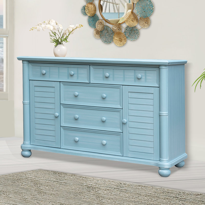 Commode 5 tiroirs Frederick, Bleu océan