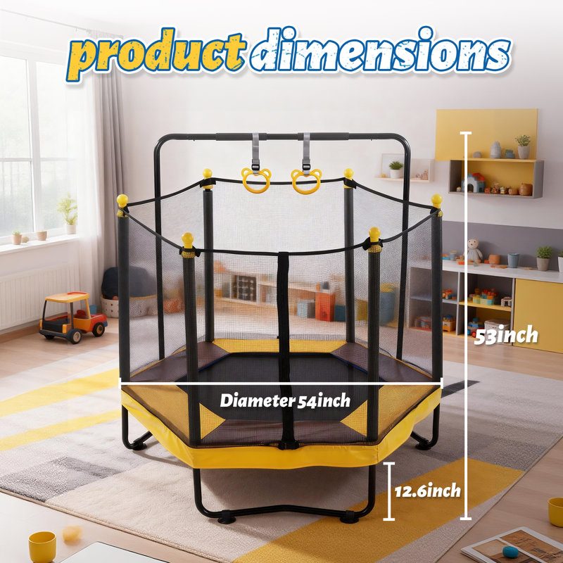 Fer de 54 po, polyéthylène, polypropylène, PVC mini brun trampoline et jaune