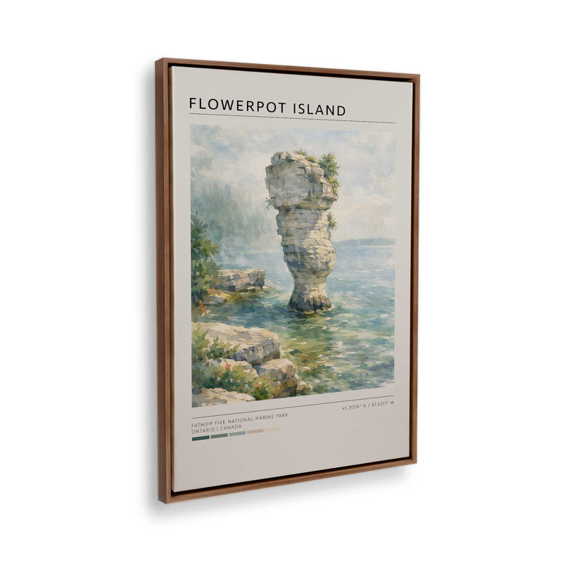«Flowerpot Island», reproduction d'art sur toile, Cadre flottant en noyer, 12 po x 18 po