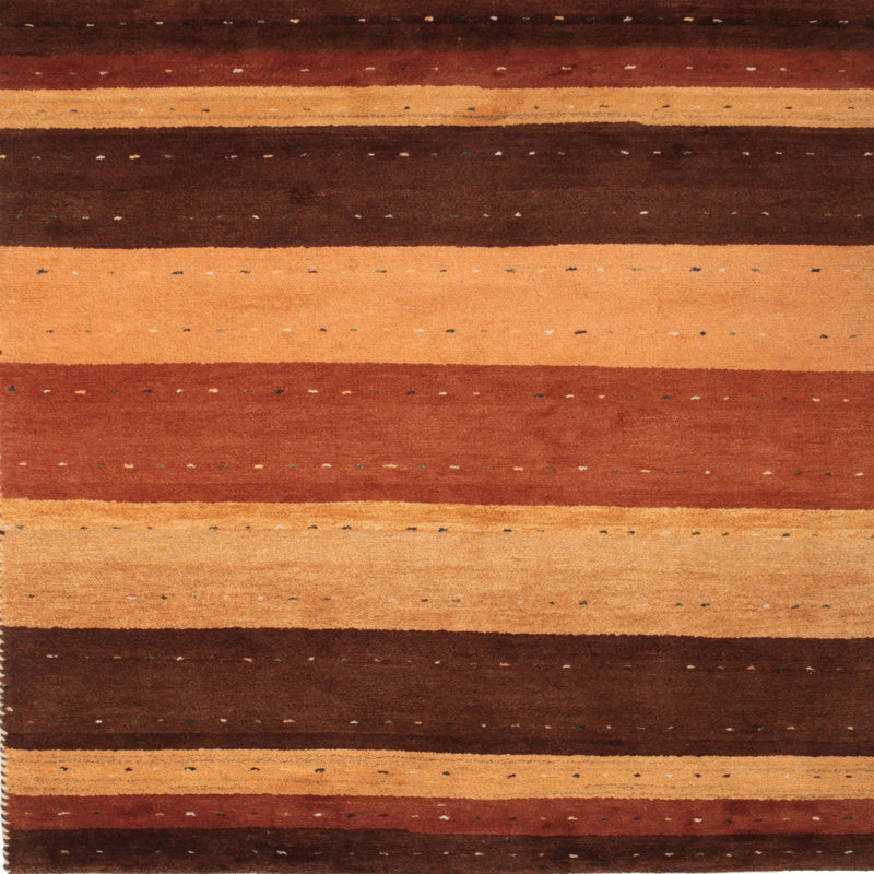 Tapis contemporain brun / orange / jaune, Carré 7 pi