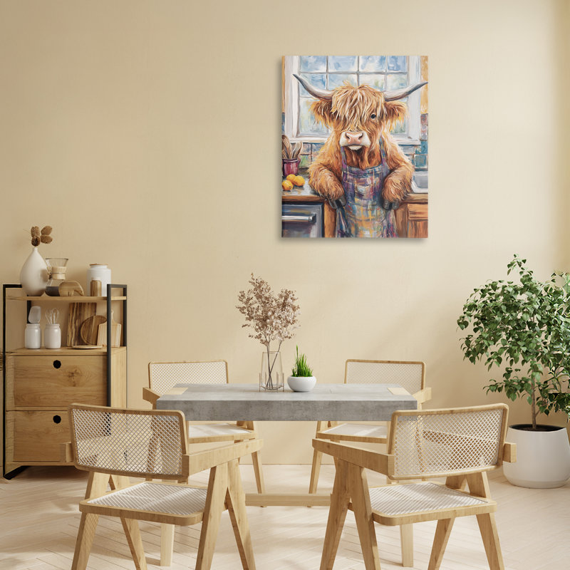«Kitchen Time Chef Cow Canvas», conception par Nina Blue, H 20 po x l 16 po