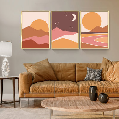 " Framed Abstract Modern Wall Art " 3 - Pieces