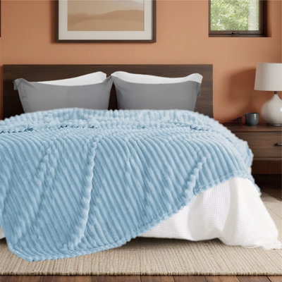 Couvre-lit de Noël 280 g / m² avec jeté en peluche rayé GentleSoft ™ - 90% flanelle, cadeau d'hiver chaud  