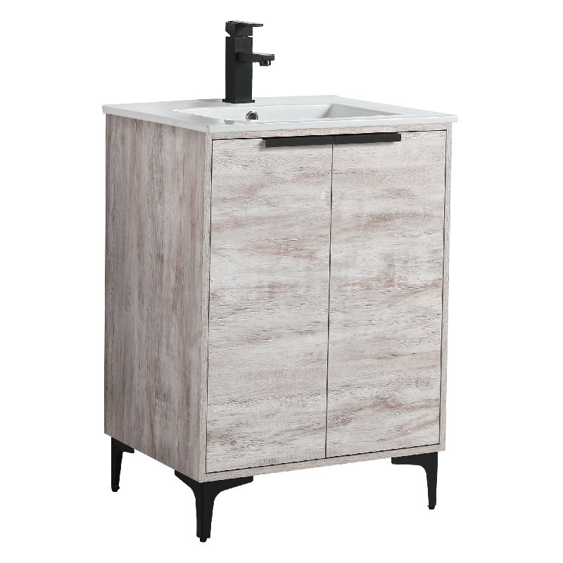 Ensemble de meuble-lavabo simple 24 po Kawamoto, Noir mat